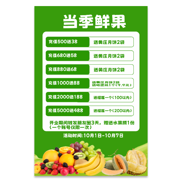 水果店开业促销活动宣传海报模板 