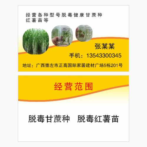 甘蔗红薯苗名片模版