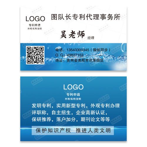 专利商标申请名片模板