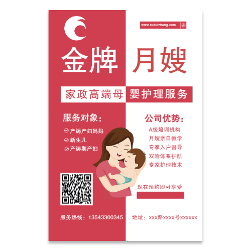 家政月嫂保姆母婴护理海报模板